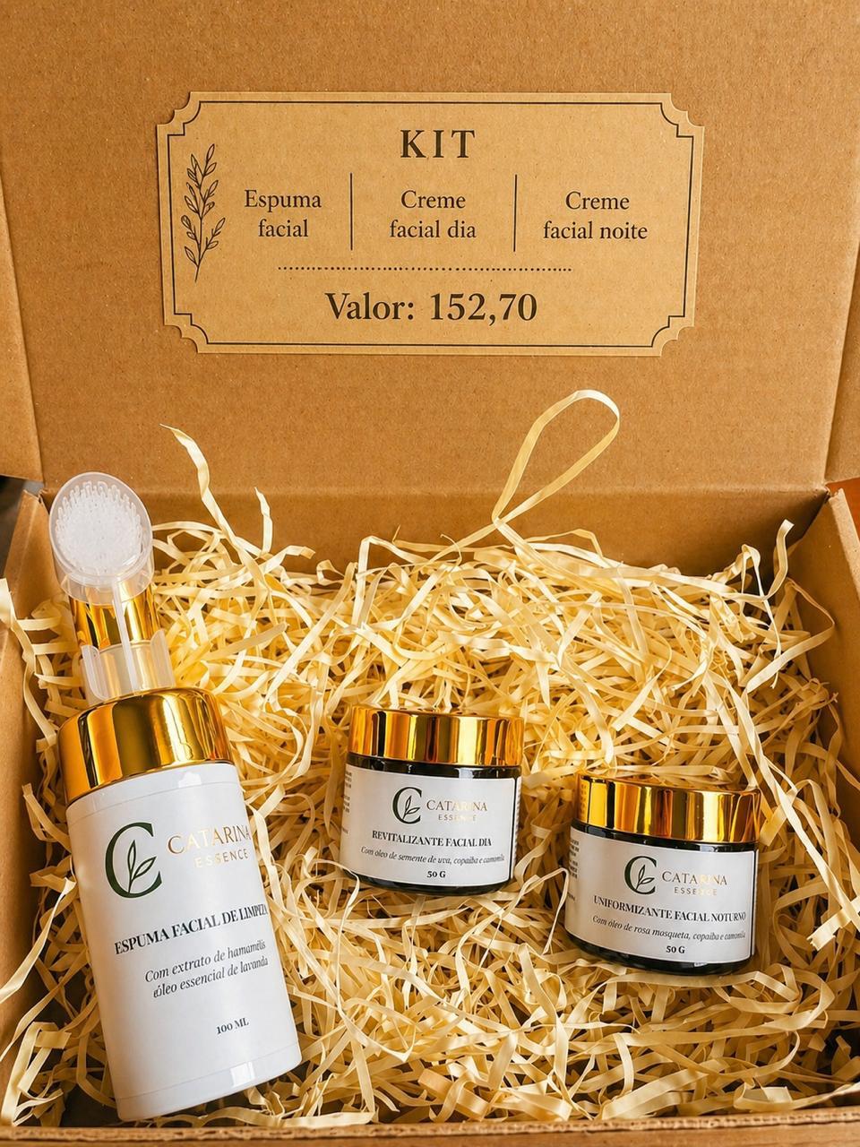 KIT ESPUMA FACIAL+CREME REVITALIZANTE+CREME UNIFORMIZANTE